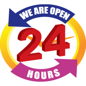 We Are Open 24 hours Logo
