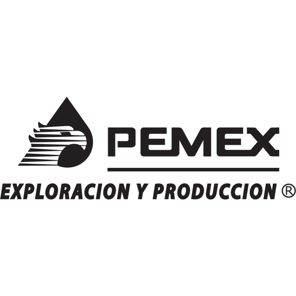 Logotipo de pemex exploracion y produccion, vectorizado y en curvas blanco y negro positivo, logo pemex vectores, imagotipo isotipo